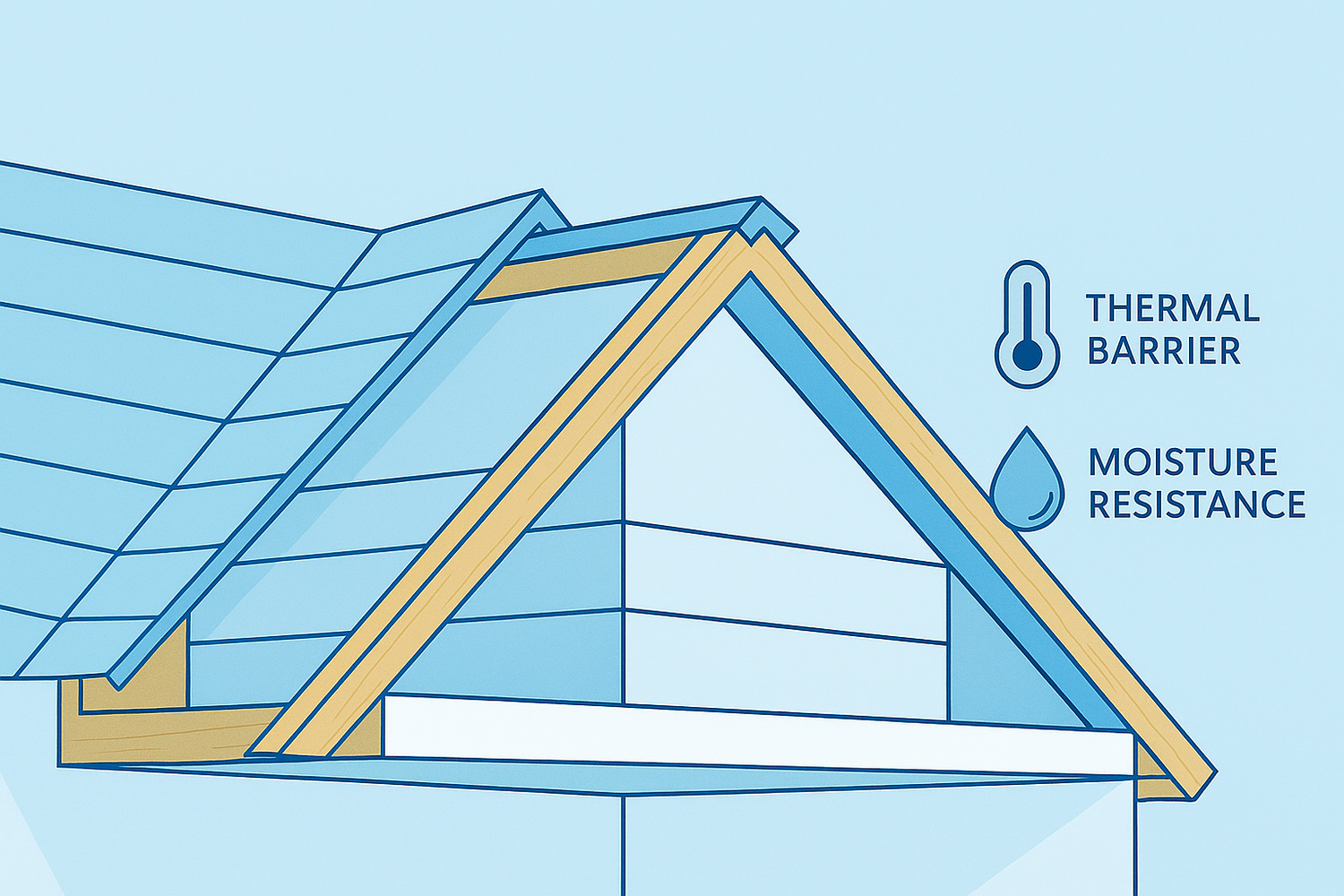 Image illustrating steps for insulating a roof, featuring materials and tools needed for effective insulation.