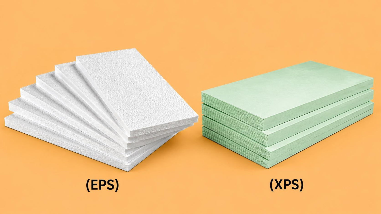 EPS and XPS foam insulation boards showing structural and density differences used in Australian construction projects.