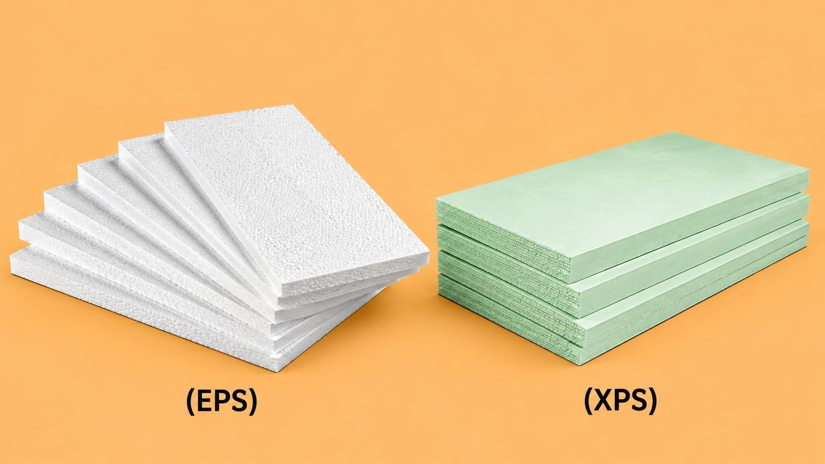 EPS and XPS foam insulation boards showing structural and density differences used in Australian construction projects.